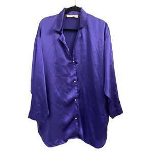 Vintage Victoria's Secret Gold Label Satin PJ shirt M/L Purple